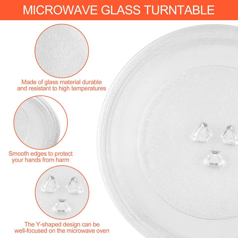 Magnetron plate, glass, 24.5 cm, microwave plate, turntable, glass plate, microwave accessories, replacement turntable with 3 attachments for standard round microwaves