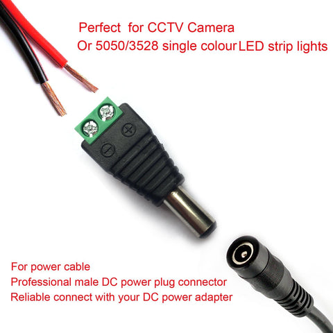 10 Pairs 12V Male+Female 2.1x5.5MM DC Power Jack Plug Adapter Barrel Connector for CCTV Security Camera Led Strip