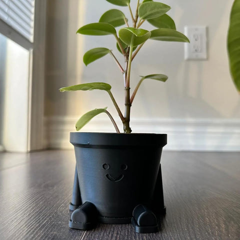 Cute Smiley Guy Indoor Plant Pots - 3.94 Inch Fower Pot with Drainage Hole and Drip Dray, Small Succulent Green Plants Pot, Cute Plant Gifts for Plant Lovers