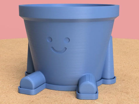 Cute Smiley Guy Indoor Plant Pots - 3.94 Inch Fower Pot with Drainage Hole and Drip Dray, Small Succulent Green Plants Pot, Cute Plant Gifts for Plant Lovers