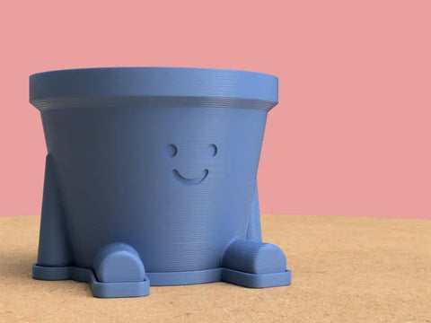 Cute Smiley Guy Indoor Plant Pots - 3.94 Inch Fower Pot with Drainage Hole and Drip Dray, Small Succulent Green Plants Pot, Cute Plant Gifts for Plant Lovers
