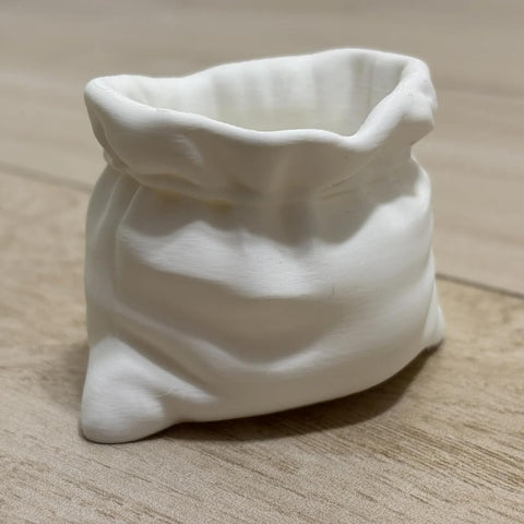 Unique Cumpled Fabric Sack Indoor Plant Pots - 3.54 Inch Fower Pot Small Succulent Green Plants Pot, Cute Plant Gifts for Plant Lovers