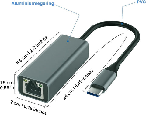 USB C to Ethernet Adapter, 1000Mbps Type C to Ethernet Adapter Ethernet Connector, Driver Free Ethernet Adapter Compatible for MacBook Pro|Air, iPhone 15 Pro|Max, Windows XP, MAC OS, Linux