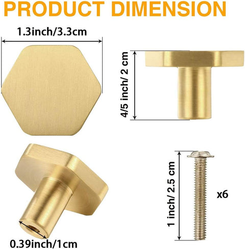 IME Drawer Knobs, Brass Cabinet Door Knobs Furniture Cupboard Pull Handle Wardrobe Dressers Knobs Hardware with Screw 3PCS [30X20MM]