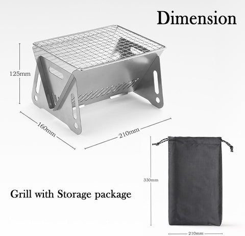 Portable Folding Camping Grill, Portable Fire Pit for Camping, Outdoor Campfire Grill Cooking for Picnics Fire Pit, Stainless Steel Assemblable Removable Stove with Grill Mesh