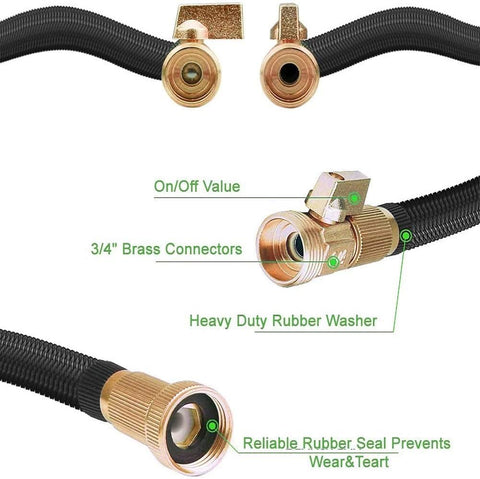Expandable Garden Hose 50ft with 10 Function Spray Nozzle and 3/4 Solid Brass Fittings, No-Kink Flexible Water Hose Triple Latex Core, Extra Strength Fabric for Garden & Outdoor Cleaning