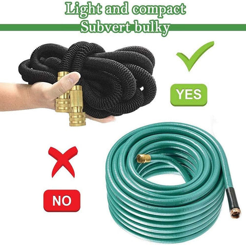Expandable Garden Hose 50ft with 10 Function Spray Nozzle and 3/4 Solid Brass Fittings, No-Kink Flexible Water Hose Triple Latex Core, Extra Strength Fabric for Garden & Outdoor Cleaning