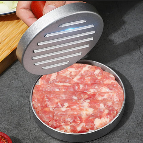 Hamburger Press Patty Maker, 4.6 in Food Grade Aluminum Burger Press, Non-Stick, with 100 Pcs Wax Paper, for Grilling and Cooking