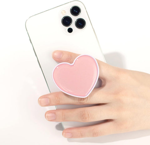 Heart-Shaped Phone Grip and Stand, Collapsible Expandable Design, Pink