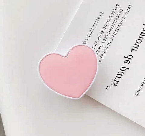 Heart-Shaped Phone Grip and Stand, Collapsible Expandable Design, Pink