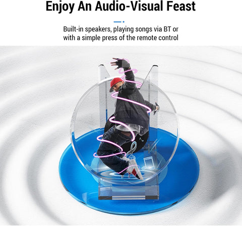 3D Hologram Fan 11cm LED Holographic Projector Advertising Machine Portable Desktop Naked-Eye Stereo Display Built-in Speaker (Transparent)