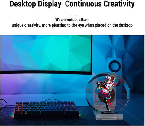 3D Hologram Fan 11cm LED Holographic Projector Advertising Machine Portable Desktop Naked-Eye Stereo Display Built-in Speaker (Transparent)
