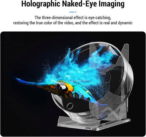 3D Hologram Fan 11cm LED Holographic Projector Advertising Machine Portable Desktop Naked-Eye Stereo Display Built-in Speaker (Transparent)