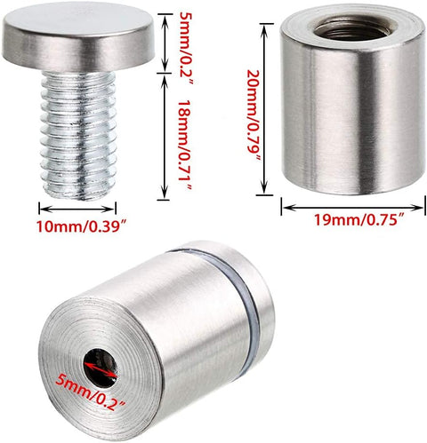 24 Pack Sign Standoff Screws 3/4 x 1 Inch, Advertising Glass Standoff Nail Hardware, Stainless Steel Standoffs for Glass Panel Plexiglass Picture