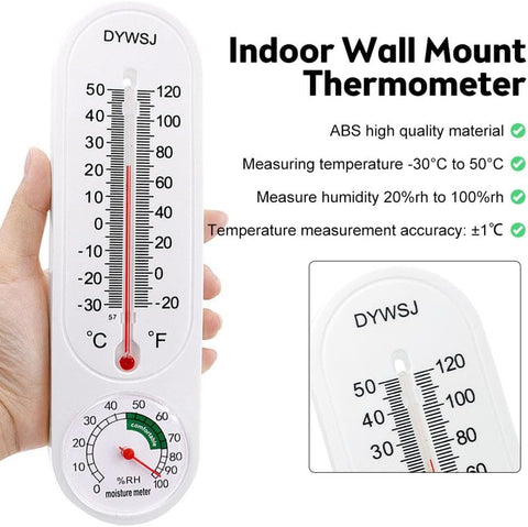 Indoor Outdoor Thermometer Wall Thermometer,Thermometer Hygrometer Humidity Monitor Temperature Humidity Gauge Meter with Celsius/Fahrenheit (℃/℉) for Patio Garden(White)