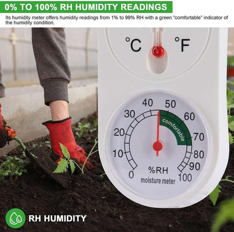 Indoor Outdoor Thermometer Wall Thermometer,Thermometer Hygrometer Humidity Monitor Temperature Humidity Gauge Meter with Celsius/Fahrenheit (℃/℉) for Patio Garden(White)