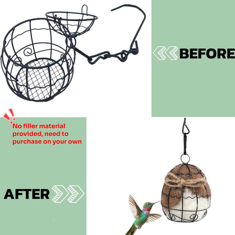 Outdoor Bird Nesting Ball,Metal Hanging Bird Cage,Outdoor Grid Bird Feeder,Garden Patio Nesting Ball,Design for Bird Lover Gifts,Bird Watching Gifts,Garden Ornament (Black, Large)