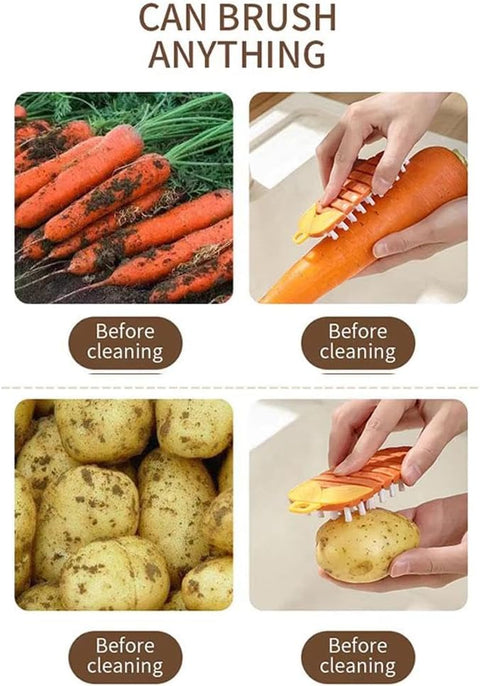 Vegetable Brush,Potato Brush Cleaning Brush,Multiple Fruit Vegetable Cleaning Brush,Vegetable Brush Scrubber for All Kinds Fruits Vegetables (Orange)