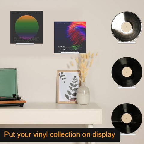 6 Pack Clear Vinyl Record Shelf Wall Mount Acrylic Album Display Holder Storage Hanger CD Floating Shelf for Home Office, 4 Inch