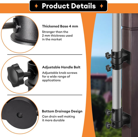 Umbrella Clamp Deck Umbrella Mount Bracket 2PCS Umbrella Clamp I Patio Umbrella Holder,Umbrella Clamp Mount for Deck Railing Heavy Duty Umbrella Clamp,Patio Umbrella Stand for Balcony,Courtyard