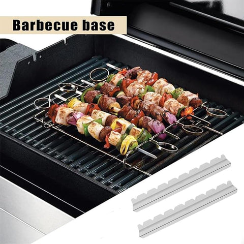 Stainless Steel Kebab Rack for BBQ Skewers, Shish Kabob Grilling Holder, 1 Pair