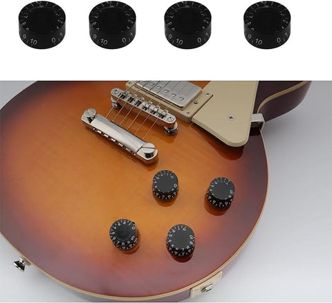 Electric Guitar Volume Knobs, 4-Pack, Acrylic Coarse Spline, Black, Compatible with Epiphone Les Paul SG