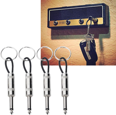 4-Piece Guitar Amplifier Keychain Set - 6.35mm Audio Plug Keyring - Music Gift for Recording Studio, Rehearsal Space, Guitar Lover Decoration