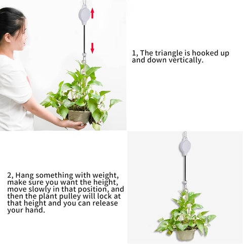 2 Pack Plant Pulley Retractable Hanger Adjustable Height Wheel for Hanging Plants Heavy Duty Indoor Outdoor Plant Hanger for Garden (2)