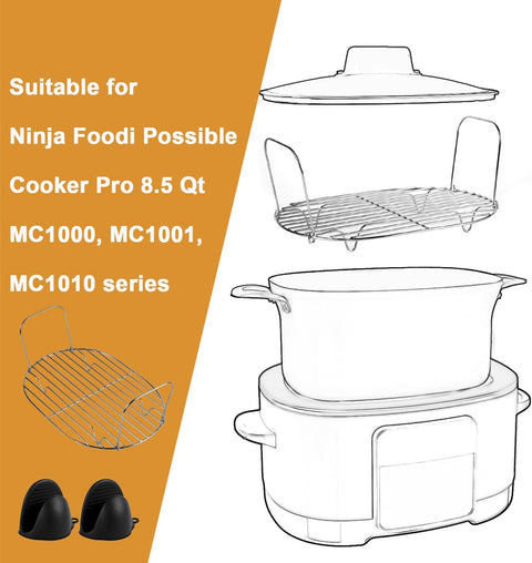 Steam and Roast Rack Compatible with Ninja Foodi Possible Cooker Pro 8.5 Qt MC1000 MC1001 MC1010 Series, Stainless Steel Possible Steamer Cooker Accessories for Slow Cooker Crock Pot