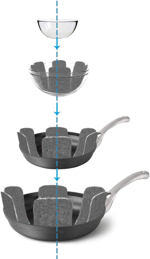 Pot and Pan Protectors, Set of 12 and 3 Different Size, Cookware Dividers Pads/Stacking Pan Protectors/Pot Separators Pads for Protecting and Separating Pots Pans
