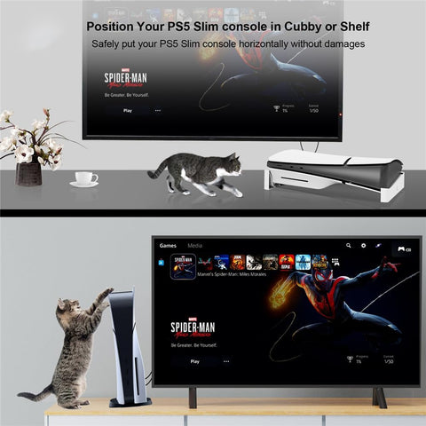Horizontal Stand for New PS5 Slim Console, Base Holder Accessories for PS5-Slim Disc & Digital Edition Bracket (Black)