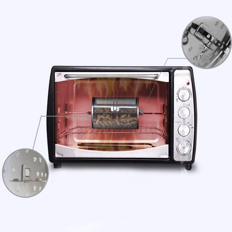 Rotisserie Basket for Oven & Grill - 360-Degree Rotating Stainless Steel with Door Opening Design, Perfect for Smoking Meat, Roasting Nuts, and BBQ Accessories