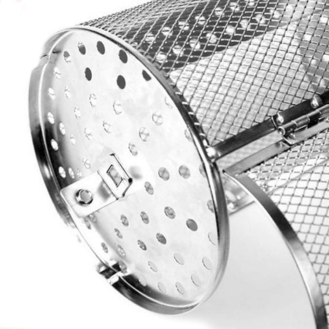 Rotisserie Basket for Oven & Grill - 360-Degree Rotating Stainless Steel with Door Opening Design, Perfect for Smoking Meat, Roasting Nuts, and BBQ Accessories