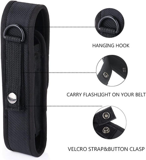 2 Pcs Flashlight Holster Pouch Holder Flash Light Belt Carry Case for 5"-7" Tactical with Stretch Capability