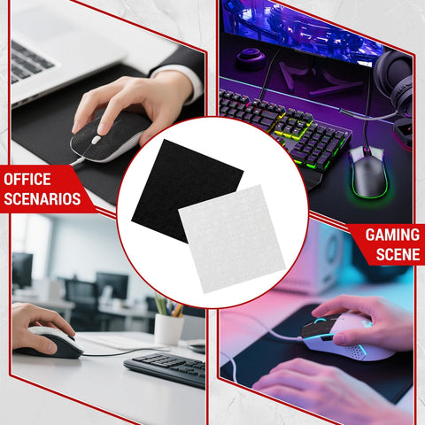 DIY Adhesive Universal Mouse Anti-Slip Snowflake Grip Tape, Cut Sweat-Absorbing Ultra-Thin 0.3mm Non-Slip Gaming Mice Skins Stickers for Any Brand(2PCS Black+White, 12x11.5cm/4.7x4.5in) Black+White