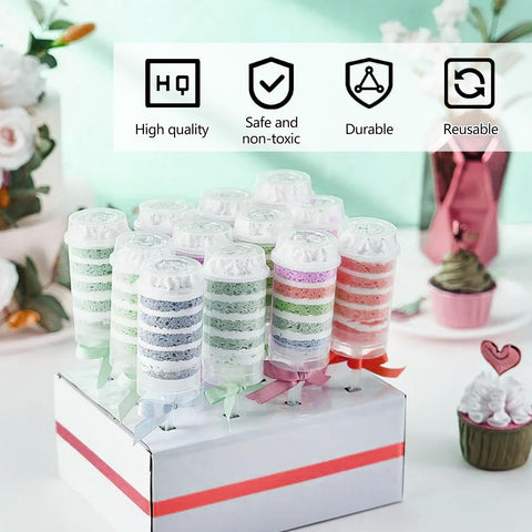 60 pcs Round Shape Clear Push-Up Cake Pop Shooter (Push Up Pops) Plastic Containers with Lids, Base & Stick