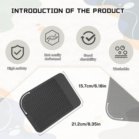 2 Pcs Silicone High Heat Resistant Mat for Hair Styling Tools, Portable Hot Protection Pad Curling Iron, Straighteners, Ideal Home, Makeup, Travel & Salon Use(8.46*6.3IN, Black+White)