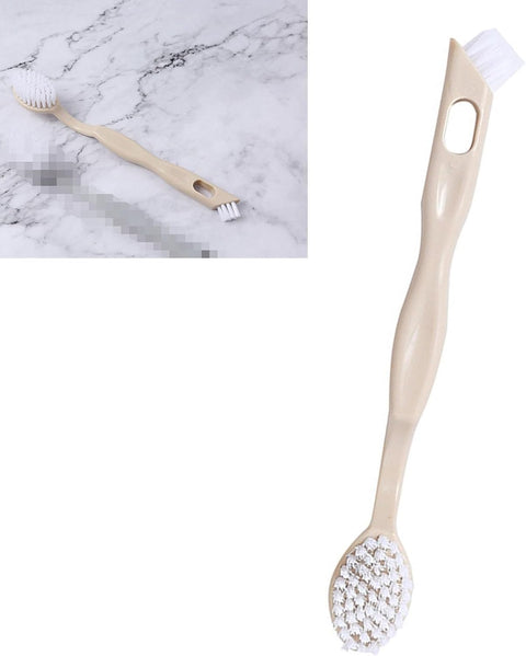Sneaker Cleaner Brush, Multi Functional Shoe Brush Double Sided Washing Plastic Scrub for Stains (beige)