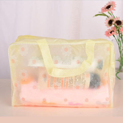Clear Cosmetics Bag, PVC Zippered Toiletry Carry Pouch Waterproof Makeup Bag Travel Bags Organizer Case for Vacation(yellow)