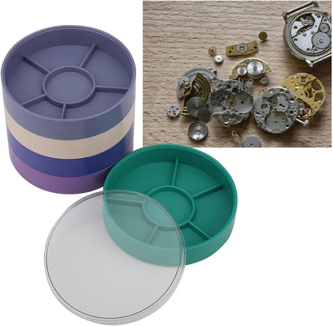 5 Layer Watch Parts Storage Box, Plastic Tray Watchmaker Repair Tool Container for Screw Component Movement Hardware Part (Round)  Redondo