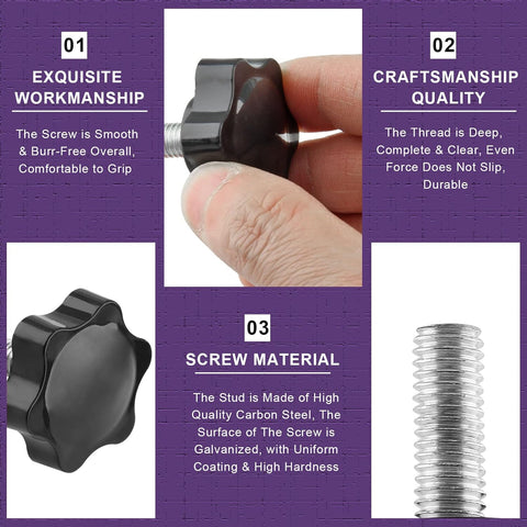 Screw - M8 x 20mm - Star-shaped knob - 2 pieces - Plastic - Hexagonal - Hand-tightening screw - For replacement