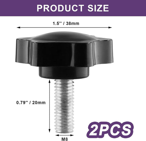 Screw - M8 x 20mm - Star-shaped knob - 2 pieces - Plastic - Hexagonal - Hand-tightening screw - For replacement