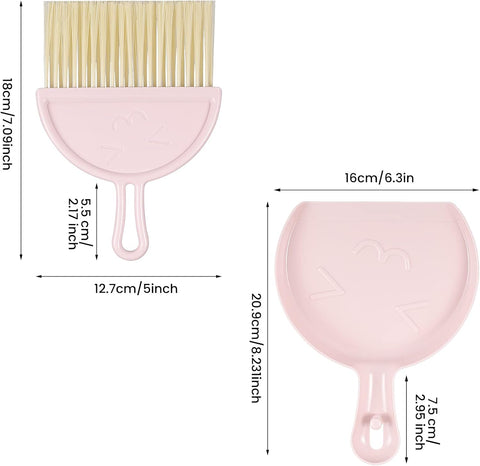 Mini dustpan and brush - pink set of brush and dustpan - portable combination of cleaning brush and dustpan - flexible edge - perfect for removing dust, dirt and grit - suitable for most hard surfaces - space-saving design