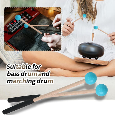 Biaungdo 2 Pack 8.7 Inch Glockenspiel Mallets, Rubber Xylophone Mallets Bell Stick Percussion with Wood Handle Drumstick Percussion Instrument Parts for Bell, Tongue Drum Mallet(Blue)