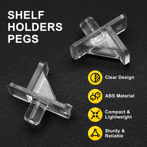 Biaungdo 25 Pcs Shelf Support Pegs, 1/4 Inch Clear Cabinet Shelf Pins Plastic Cabinet Shelf Pegs Clips for Kitchen Furniture Bookcase Closet Cabinets Furniture