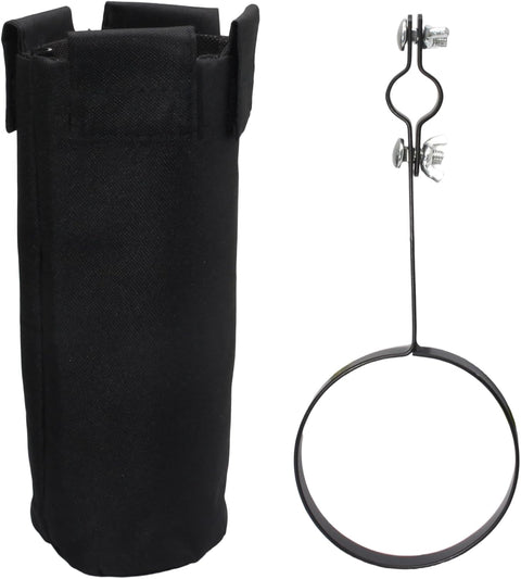 Biaungdo Drum Stick Holder for Drum Set, Removable Nylon Drumstick Bag Holder with Clamp-On Lockable Aluminum Clamp for Drumsticks Mallets, Up to 10 Pairs of Sticks
