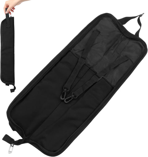 Biaungdo Drumstick Bag, Black Portable Drum Stick Bag, Small Drumstick Case Holder for Drum Mallets and Percussion Sticks