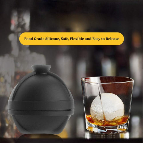 Ice Ball Molds Set of 4,Whiskey Ice Ball Maker Mold,Silicone Sphere Ice Molds with Built-in Funnel,Large Round Ice Cube Molds Make 2.5 Inch Sphere Ice for Whiskey & Cocktails