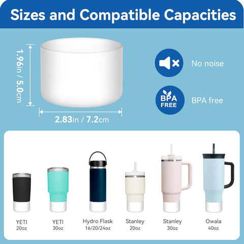 2 Pack Silicone Boot Protector | Compatible with Owala 24/40oz Travel Tumbler, 12oz Insulation & 14oz Flip Water Bottle | Fits 2.75-2.85" Base | Noise Resistant