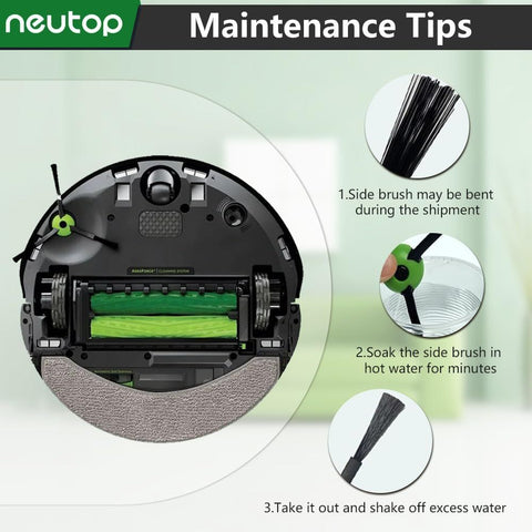 Edge Sweeping Brush Compatible with iRobot Roomba e, i, & j Series e5, e6, i1, i1+, i3, i3+, i4, i4+, i6, i6+, i7, i7+, i8, i8+, Combo j7+, j9+, j5+, i5+ Plus, Combo 10 Max, 9-Pack